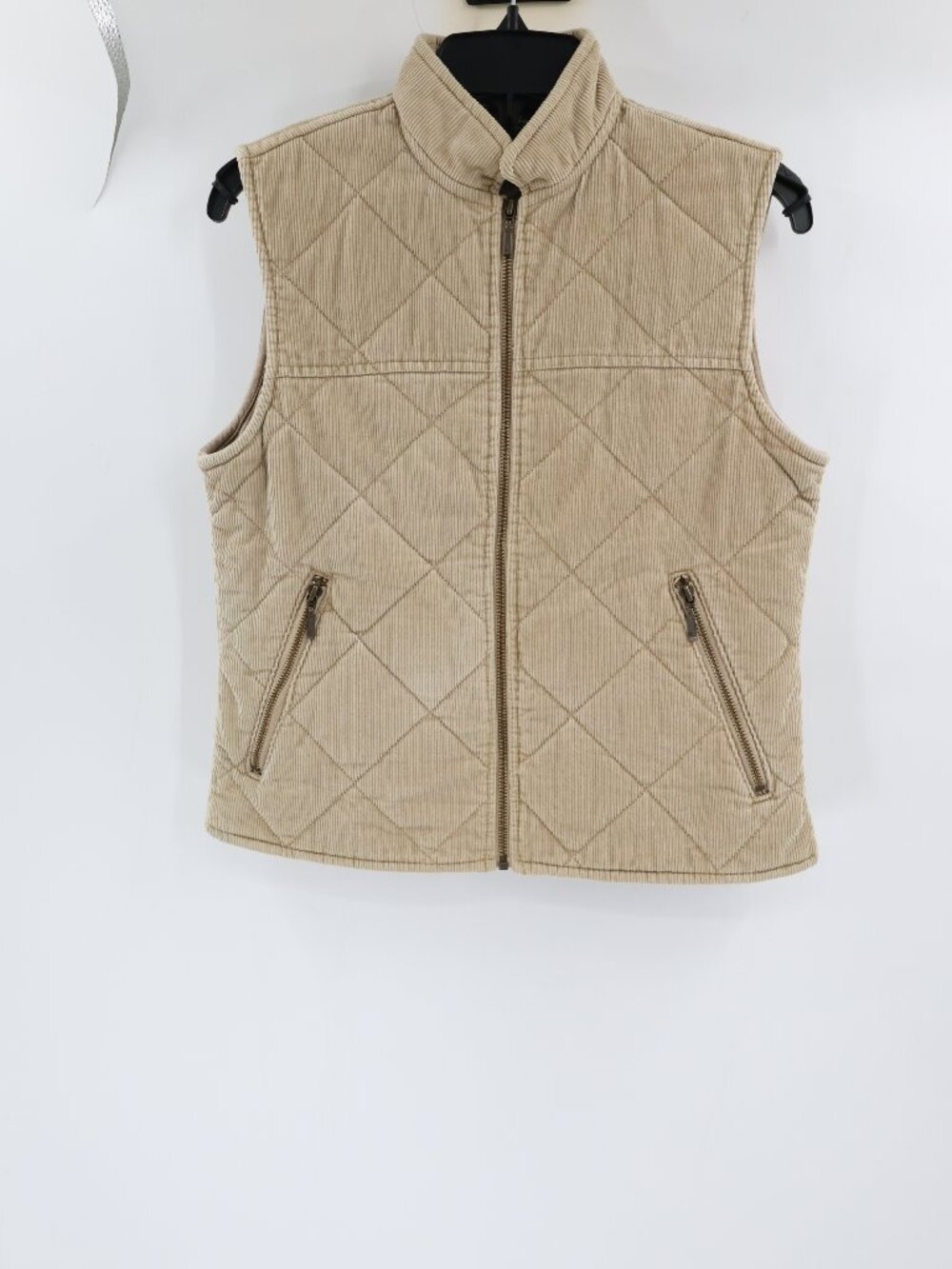 Eddie Bauer Vest Women Small Cotton Corduroy Full Zip Quilted Pockets equestrian